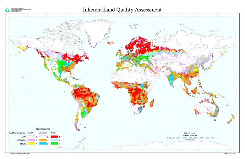 Mapa żyzności i trwałości naturalnej gleby każdego regionu, Global Inherent Land Quality Assessment