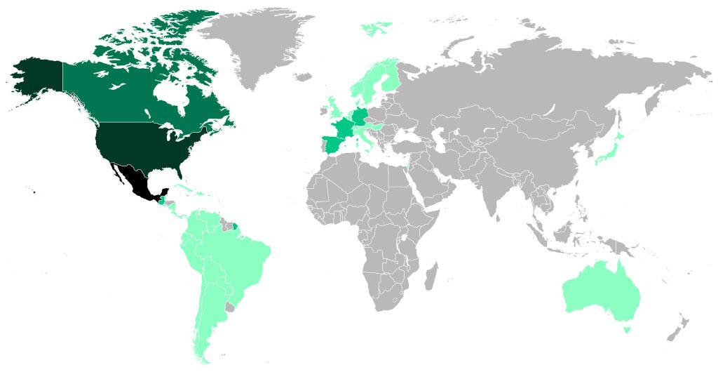 Meksykańska diaspora na świecie, 2021