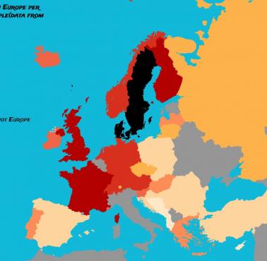 Kraje według wskaźnika kradzieży w Europie na 100 tys. mieszkańców, 2016