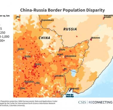 Gęstość zaludnienia na granicy chińsko-rosyjskiej