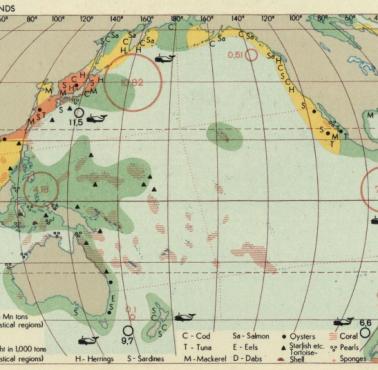 Łowiska na Pacyfiku, mapka z lat 60-tych