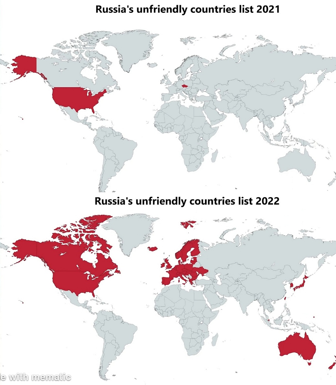 Rosyjska lista nieprzyjaznych państw 2021 i 2022 r