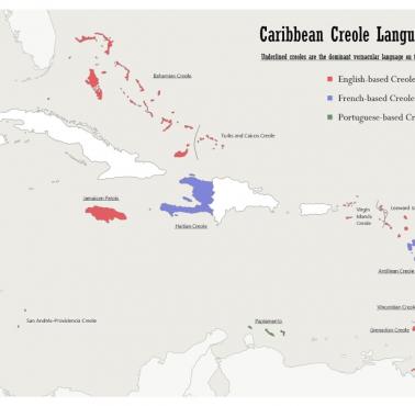 Najczęściej używane języki kreolskie na Karaibach