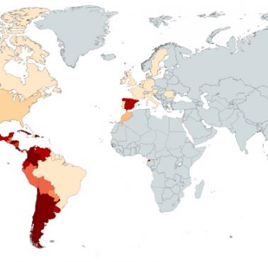 Osoby posługujące się językiem hiszpańskim jako procent populacji (obejmuje osoby posługujące się językiem rodzimym i nierodzimy