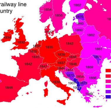 Pierwsza linia kolejowa w Europie z datą uruchomienia