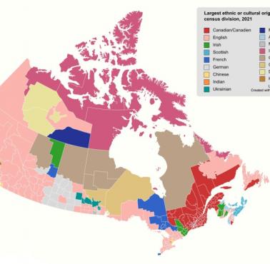 Dominujące pochodzenie etniczne przodków w Kanadzie, 2021