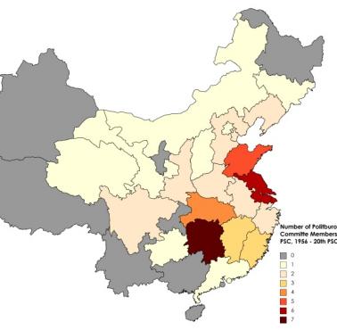 Miejsca urodzenia członków Stałego Komitetu Biura Politycznego Chin (od 8. PSC w 1956 r.)
