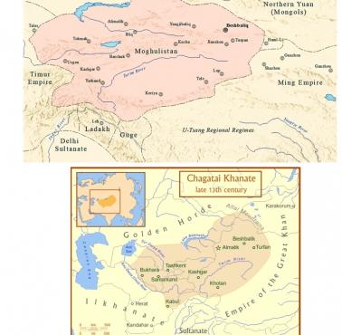 Chanaty Czagataj (1226–1348), Mogulistan (1347–1462), Jarkent (1514–1696) i Turpan (1462–1680)