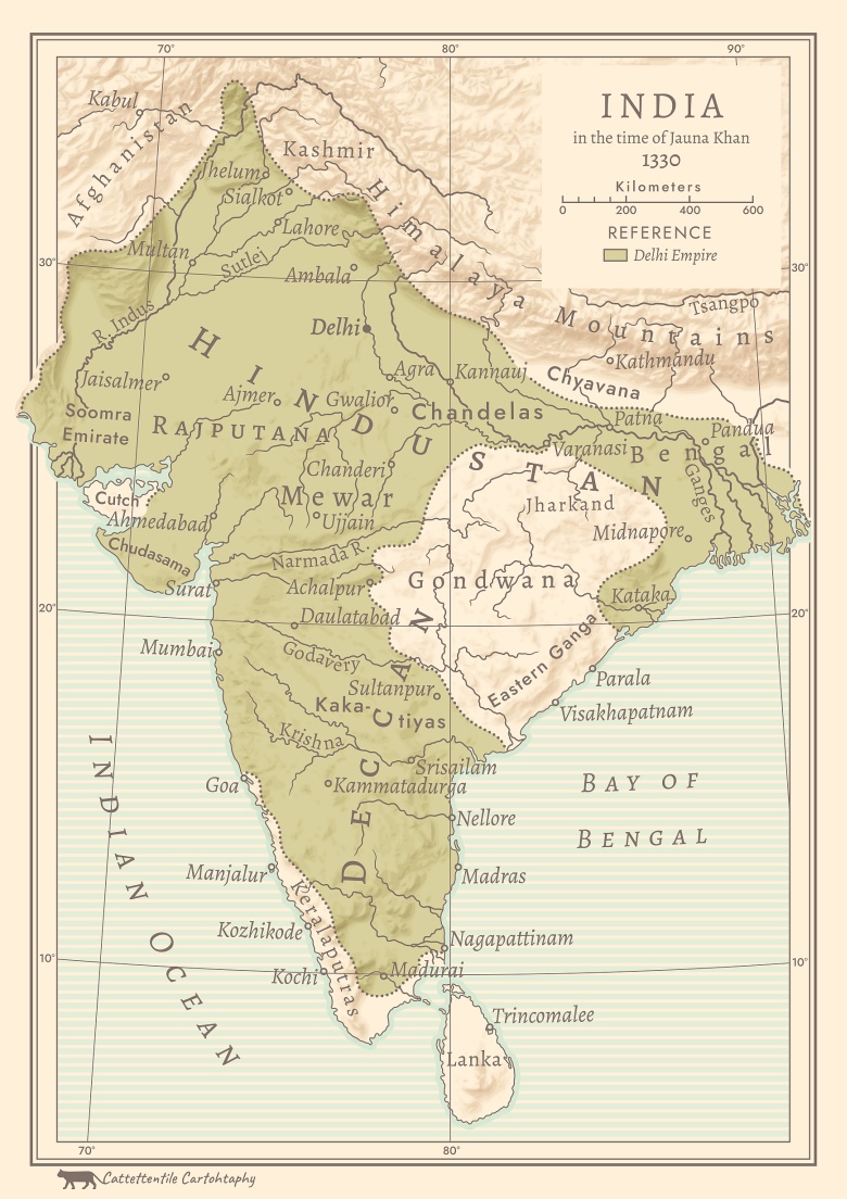 Sułtanat Delhi w 1330 r.