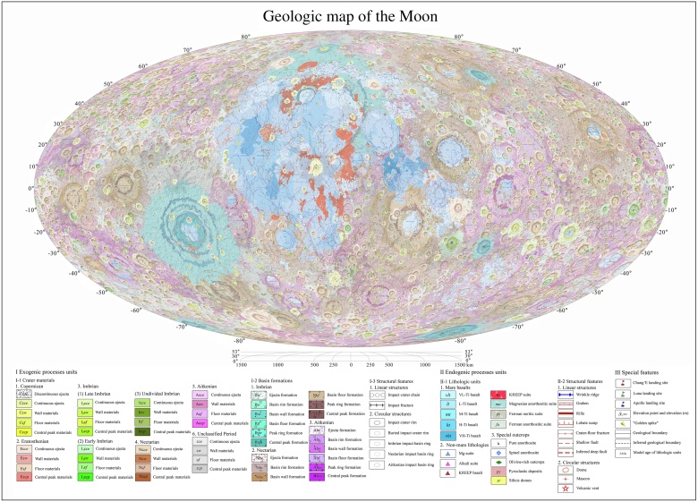 Udostępniona przez chińskich naukowców kompleksowa mapa geologiczna Księżyca w skali 1:2 500 000