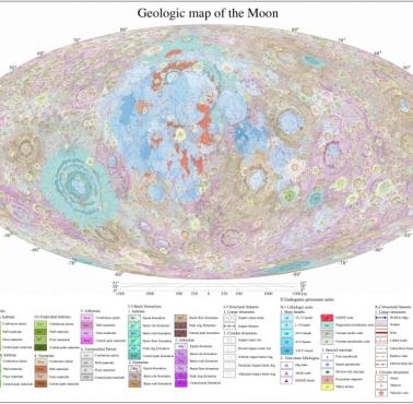 Udostępniona przez chińskich naukowców kompleksowa mapa geologiczna Księżyca w skali 1:2 500 000