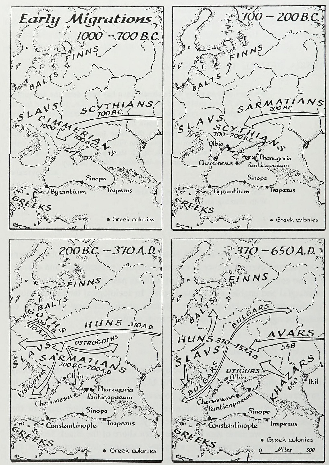 Wczesne migracje w Europie Wschodniej, 1000 p.n.e. do 650 n.e., z 