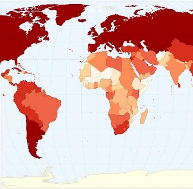 Wskaźnik analfabetyzmu na świecie, dotyczy osób w wieku 15 lat i więcej, 2014, CIA