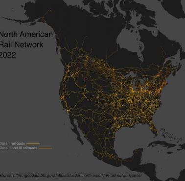 Sieć kolejowa w Ameryce Północnej, 2022