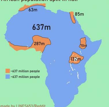 Połowa ludności Afryki mieszka na zaznaczonych obszarach