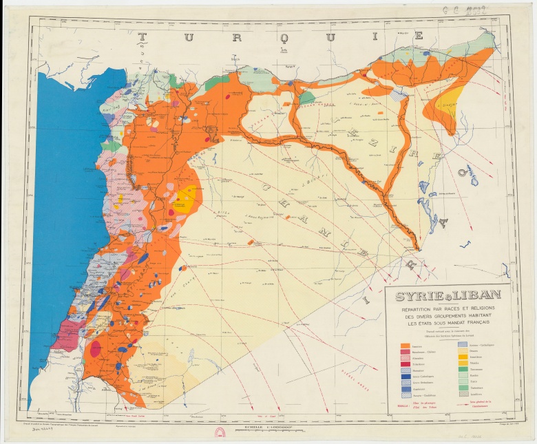 Etniczno-religijna mapa mandatu francuskiego w Syrii z 1935