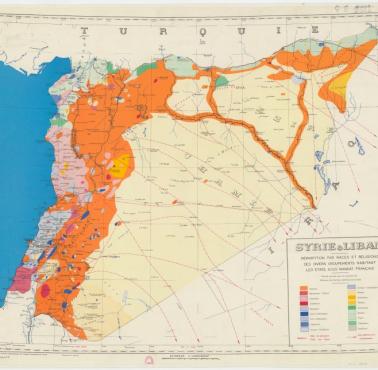 Etniczno-religijna mapa mandatu francuskiego w Syrii z 1935