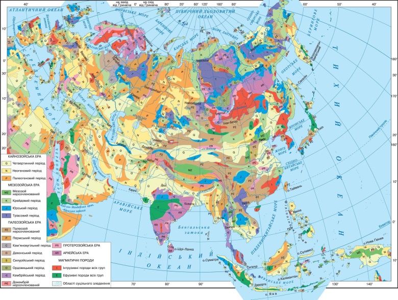 Geologiczna mapa Eurazji