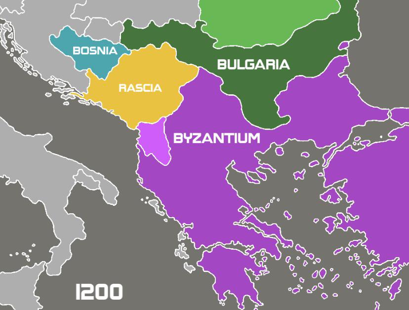 Mapa Bałkanów 1200 roku
