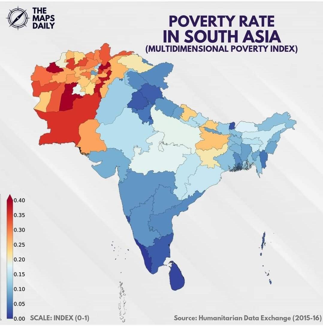 Wskaźnik ubóstwa w Azji Południowej i Afganistanie, 2015-2016