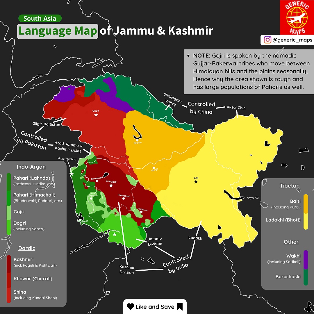 Mapa językowa Jammu i Kaszmiru