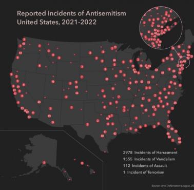 Antysemickie incydenty w USA, 2021-2022