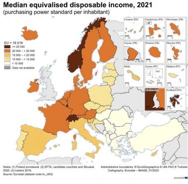 Współczynnik nierówności majątkowych w Europie, 2021