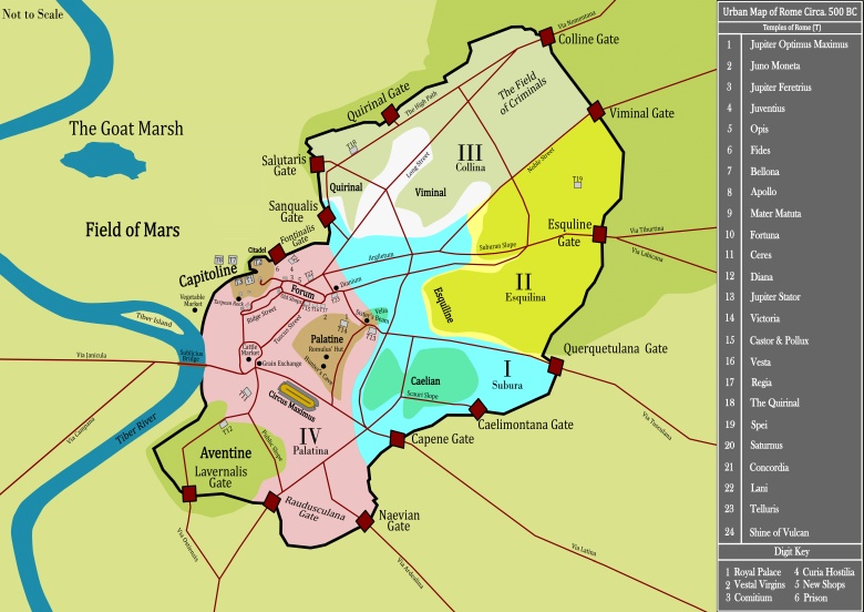 Mapa Rzymu ok. 500 r. p.n.e.
