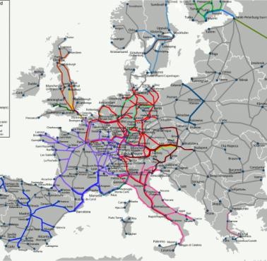 Sieci głównych operatorów kolei dużych prędkości w Europie, 2018