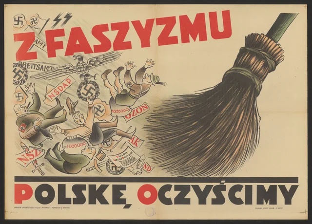 Plakat propagandowy z czasów holocaustu Polaków 1945-1956, rządy 