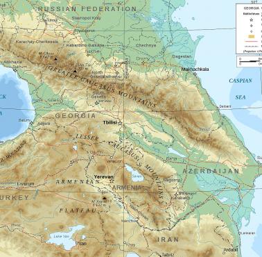 Topograficzna mapa Kaukazu