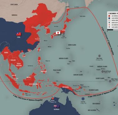 Zasięg japońskiego panowania na północnym Pacyfiku w 4 czerwca 1942