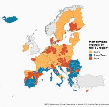 Najczęstszy inwentarz żywy w krajach europejskich, 2021