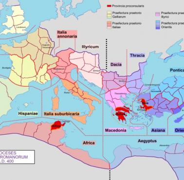 Cesarstwo Rzymskie z prowincjami w 400 r. n.e.