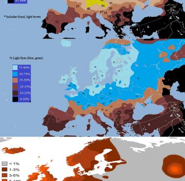 Mapa jasności koloru włosów i oczu w Europie