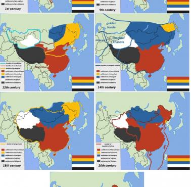 Migracja i upadek grup etnicznych w Chinach od I w., Hunowie, Mandżurowie, Tybetańczycy, Ujgurzy, Mongołowie ...