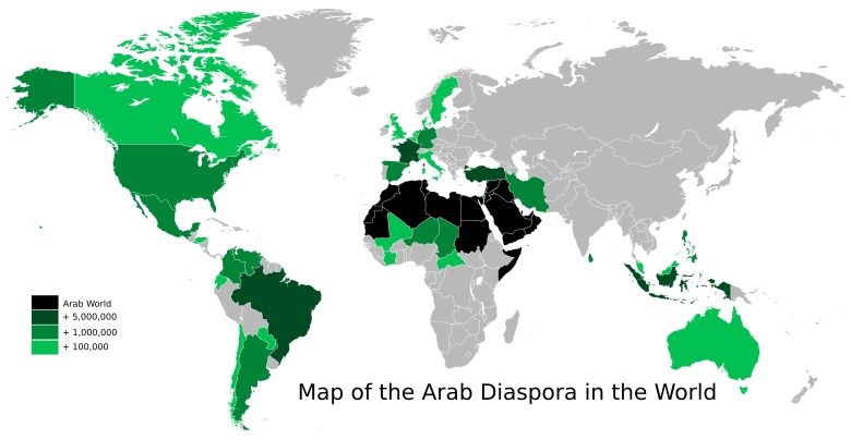 Arabska diaspora w poszczególnych państwach świata
