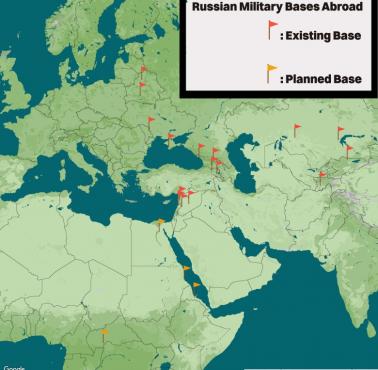 Zagraniczne rosyjskie bazy wojskowe za granicą przed eskalacją wojenną na Ukrainę 24.02.2022