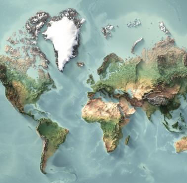 Reliefowa mapa świata (topograficzna)