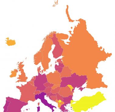 Mediana wieku w Europie, 2023