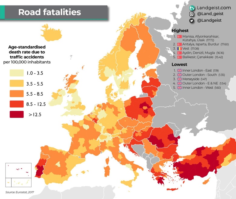 Odsetek śmiertelnych wypadków spowodowanych utonięciem rocznie na 100 tys. mieszkańców w Europie, 2017