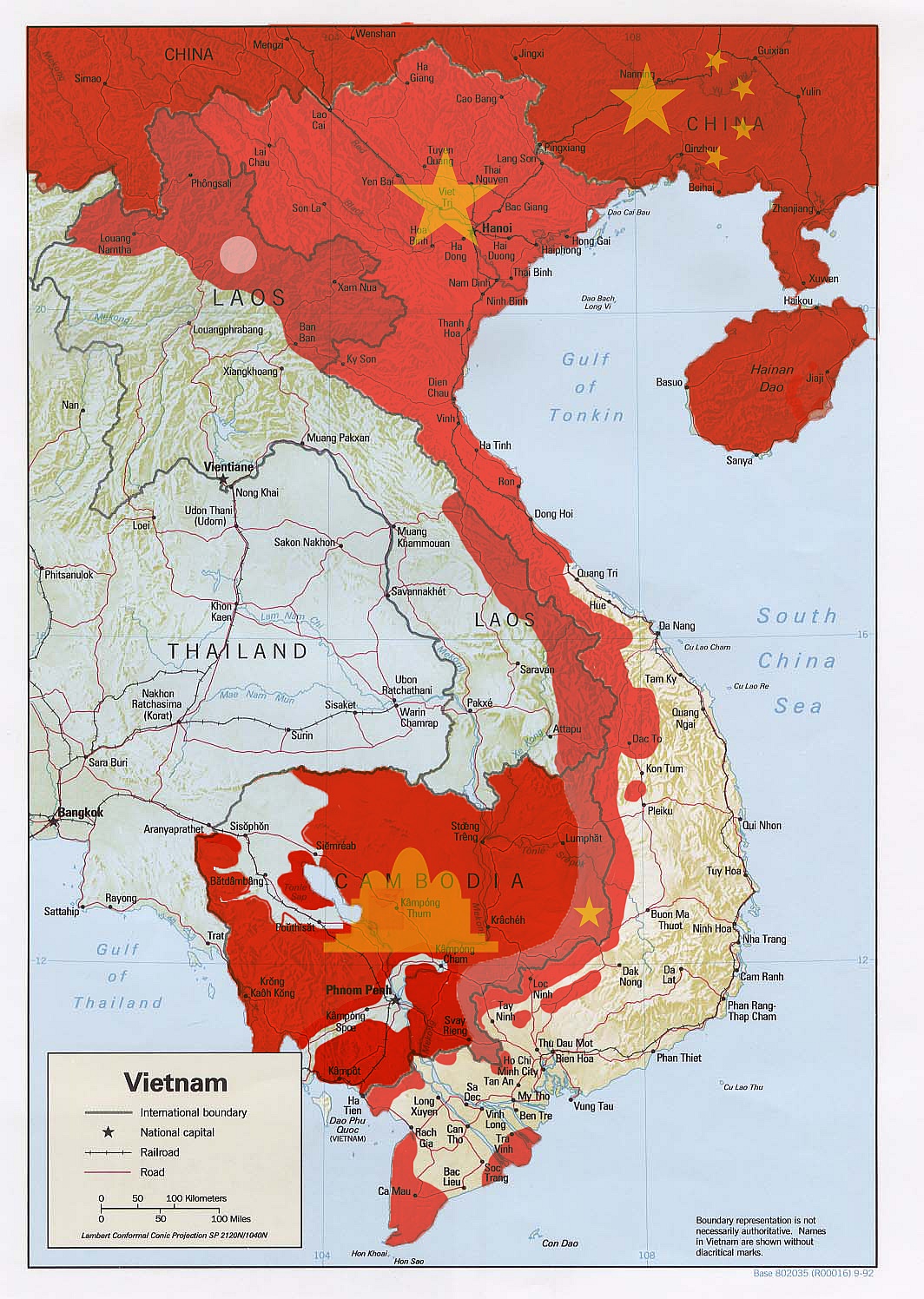 Mapa Wietnamu Północnego wraz sojusznikami - styczeń 1974