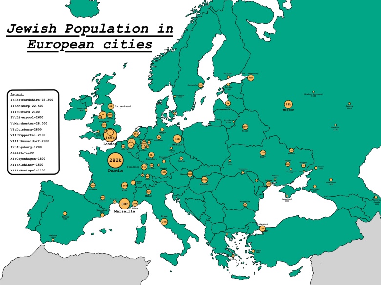 Ludność żydowska w miastach europejskich (prawdopodobnie 2022)