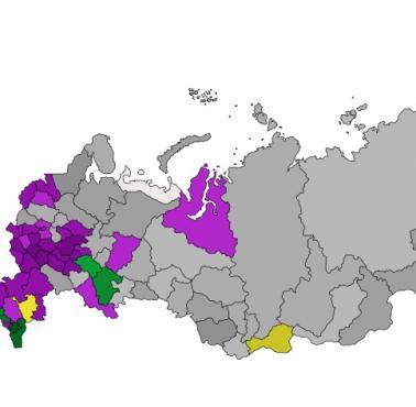 Największa religia w rosyjskich regionach, 2012
