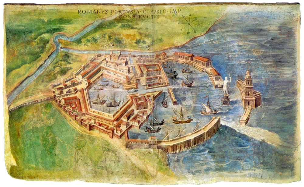 Starożytna mapa Rzymu z sześciokątnym portem