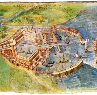 Starożytna mapa Rzymu z sześciokątnym portem