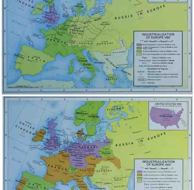 Uprzemysłowienie (industrializacja) Europy w 1850 i 1910 roku