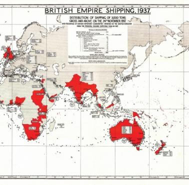 Mapa brytyjskiej marynarki handlowej w dniu 27 listopada 1937 roku