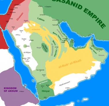Mapa Bliskiego Wschodu w 600 roku tuż przed pojawieniem się islamu