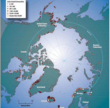 Największe skupiska ludności w obszarze Arktyki (koło podbiegunowe)